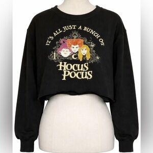 Disney Hocus Pocus XL Cropped Sweatshirt Black Sanderson Sisters Graphic